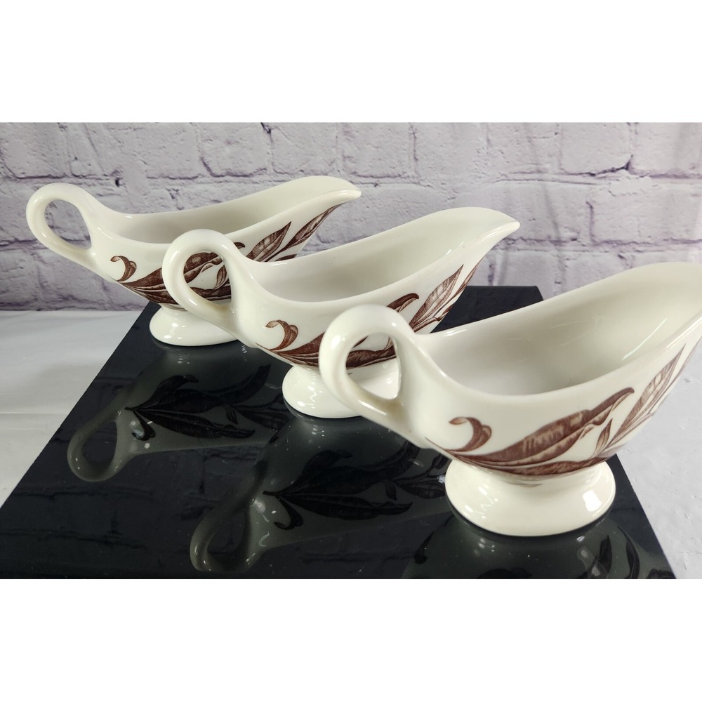 Vintage Autumn Leaf Gravy Boat Pedestal Set Of 3